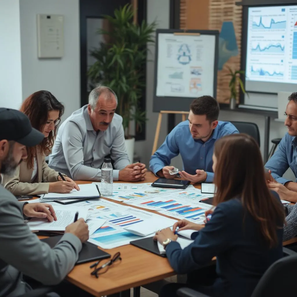 Equipo en sesión de estrategia